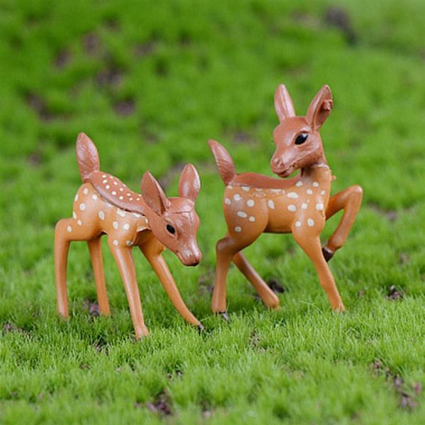 

2pcs/lot artificial mini sika deer giraffe fairy garden miniatures gnomes moss terrariums resin crafts figurines home decoration