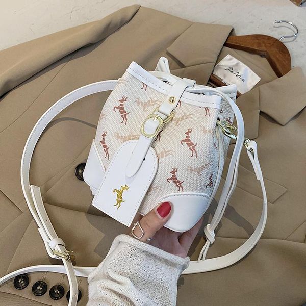 

queenie fashion bag pu leather mini bucket lettering messenger shoulder bag all-match cross body for 2020 luxury handbag