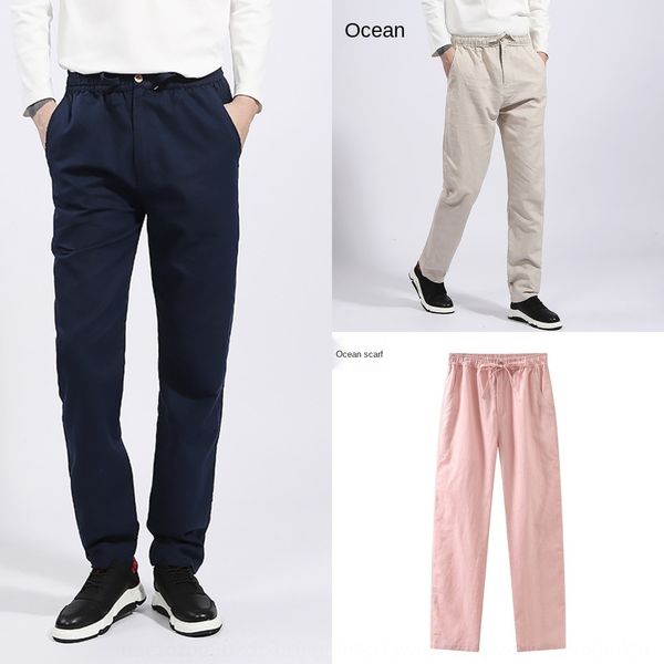 

new chinese style casual pants cotton hemp chinos trouserscotton linen men's autumn trousers chinese youth men's trousers washed v, Blue