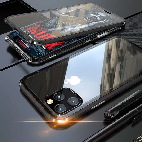 

suitable for vip 12promax double-sided glass magneto mobile case xr second generation 8p explosion-proof metal case
