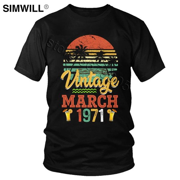

sport vintage march 1971 tshirt for men soft cotton fashion t-shirt short sleeved 49 years old birthday gift tee clothing merch