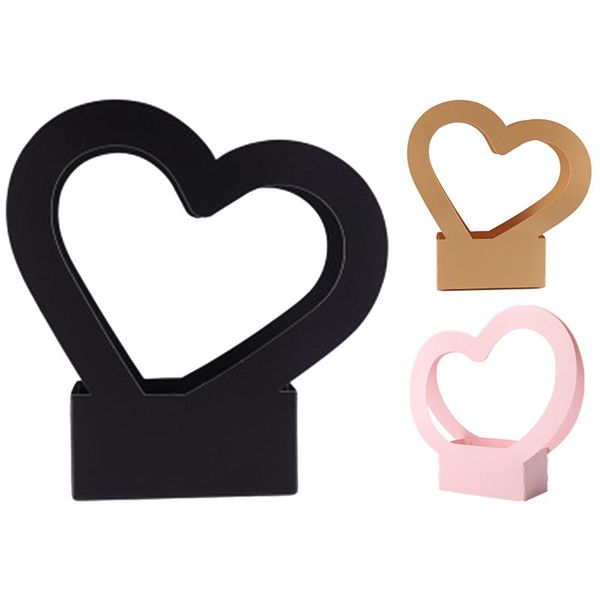

10pcs heart shape portable flower box bag paper packaging box for wedding party decor florist handy flower gift case