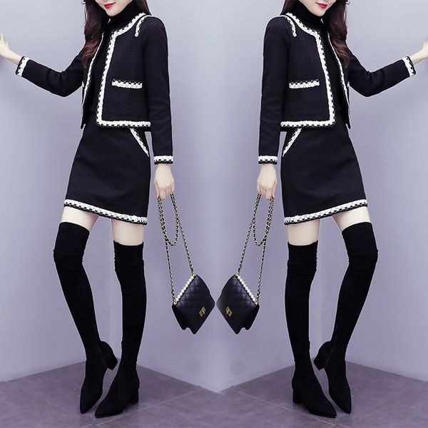 

fb17m en women's 2020 autumn winter new fashion socialite temperament graceful two-piece woolen wool wool women's set 2020 autumn, Gray