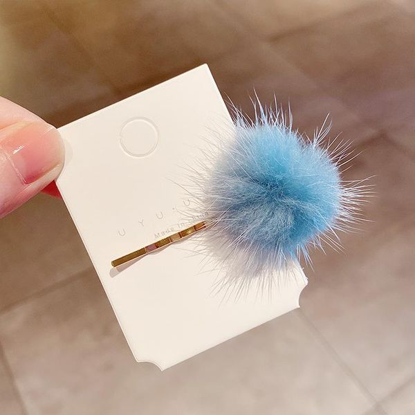 

pom faux fur ball barrette hair pin for women girl bangs headwear hair clip pompom bobby pins hairpin hair accessories ornaments h wmtexh
