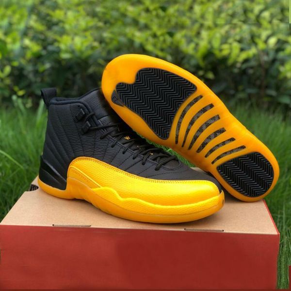 

12 university gold game ball black yellow trainers outdoor sneakers red black 12s mens shoes 40-46 ing