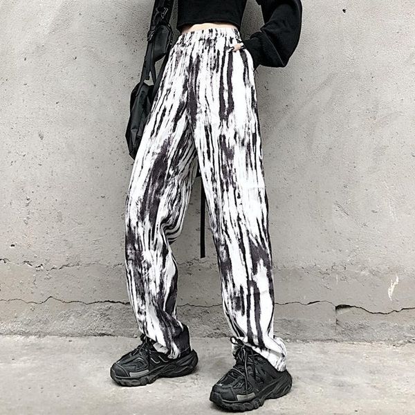 

korean wide-leg pants men's fashion retro casual straight pants men streetwear wild loose hip-hop tie-dye trousers mens s-xl1, Black