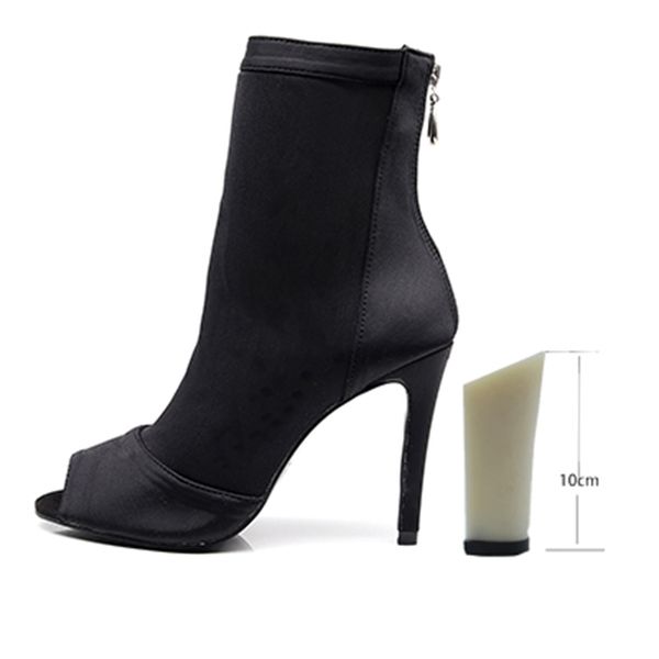 

2021 new women ballroom latin dance black soft bottom bachata salsa dancing shoes sandalsfor woman high heel latino sock boots 5rbn
