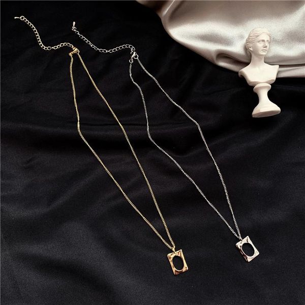 

chains artistic po frame necklace female temperament clavicle chain korean wild style irregular pendant sweater, Silver