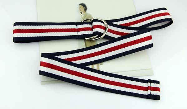 

женская мода холст ремни повседневный корсет пояс silver d кольца пряжки пояса для женщин джинсы девушки студенты полосатый красочные stripe, Black;brown