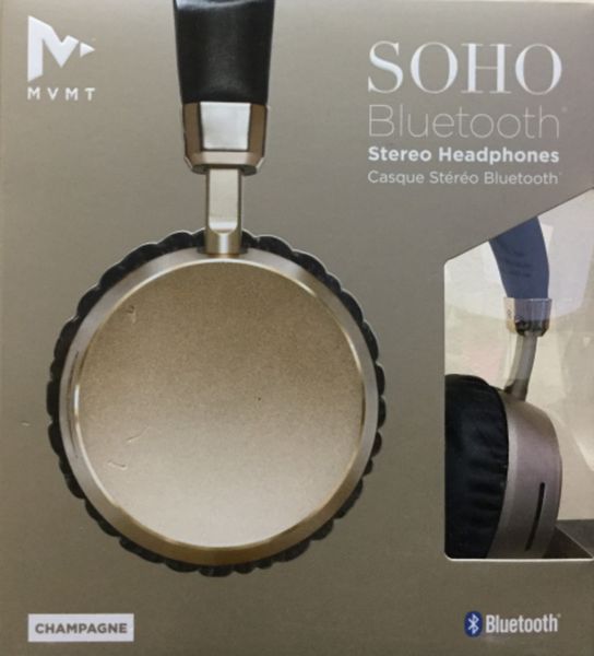 

new mvmt soho bluetooth wireless rechargeable stereo headphones champagne
