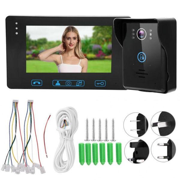

video doorbell wired wifi 7in hd display remote app visual ir night vision intercom rainproof 110-240v interphone maison