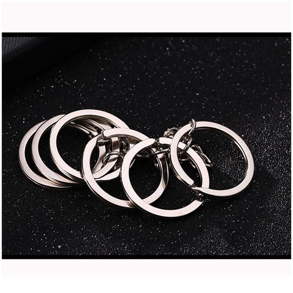 

10pcs/bag metal 25mm polished silver color key ring split ring with chain rings women men keyfob diy key chains acc jllwee