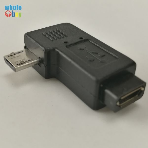 600pcs / lot preto 9 milímetros conector longo de 90 graus Direita Esquerda angular Micro USB 2.0 5Pin Homem para Mulher M para Adaptador de extensão F