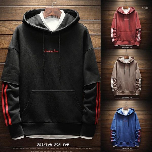 

2019 men's hoodie new style fashion cap male long sleeve guard simple striped printed sweatshirt l08061, Black