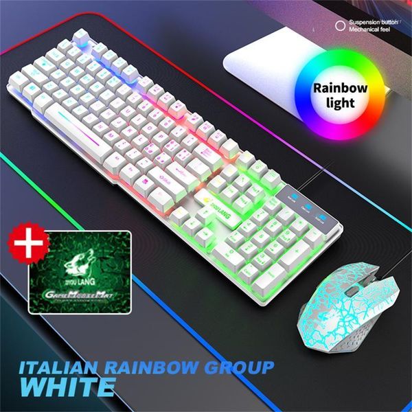 

keyboard mouse combos t13 rainbow backlight usb ergonomic gaming set for pc lapjuego de teclado y alemÃ¡n1
