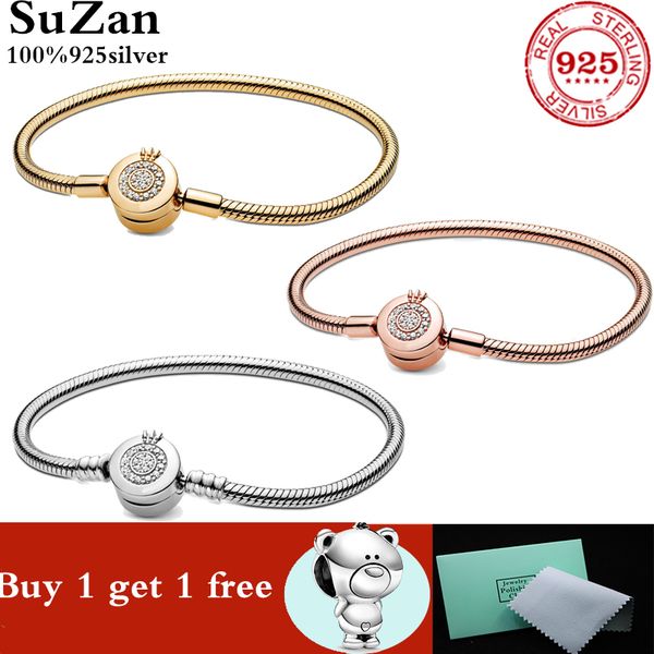 

original authentic 100% 925 sterling silver pan charm chain bracelet for women fashion temperament jewelry snake bracelet 1028, Black
