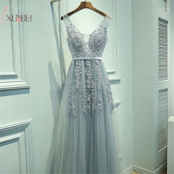 

elegant tulle sleeveless silver long prom dresses 2019 applique v neck prom gown vestido de gala1, White;black