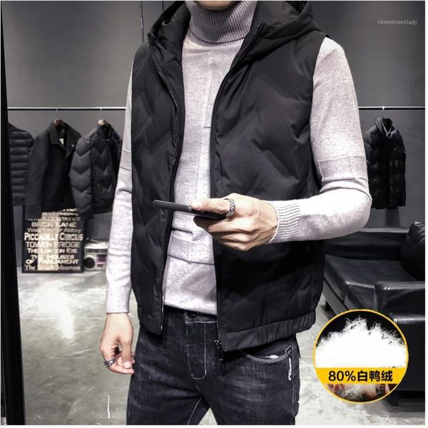 

men's down & parkas men's cotton clothing 2021 spring short paragraph hooded slim warm vest youth fashion men's1, Black