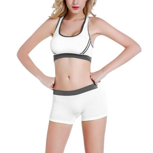 

1set women cross back sports bra thong breathable yoga suit fitness running clothing sportswear underwear without steel rim, White;black