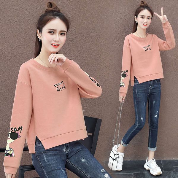

cartoon super fire cec foreign style long sleeve crew neck sweater women's spring and autumn thin clothes, Black