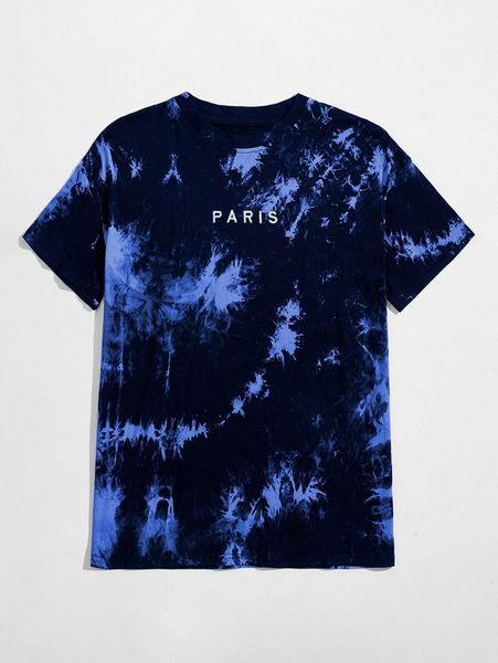 

romwe letter tie dye tee e7df#, White;black