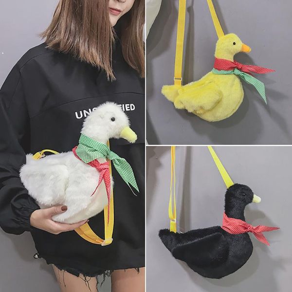 

fashion lady shoulder bag sweeping duck bag cute plush cartoon duck messenger bolsa female crossbody bagy415