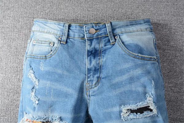 

autumn biker blue jeans style slim leg jeans solid mens jeans distressed water pants diamond zebra stripes size 2840