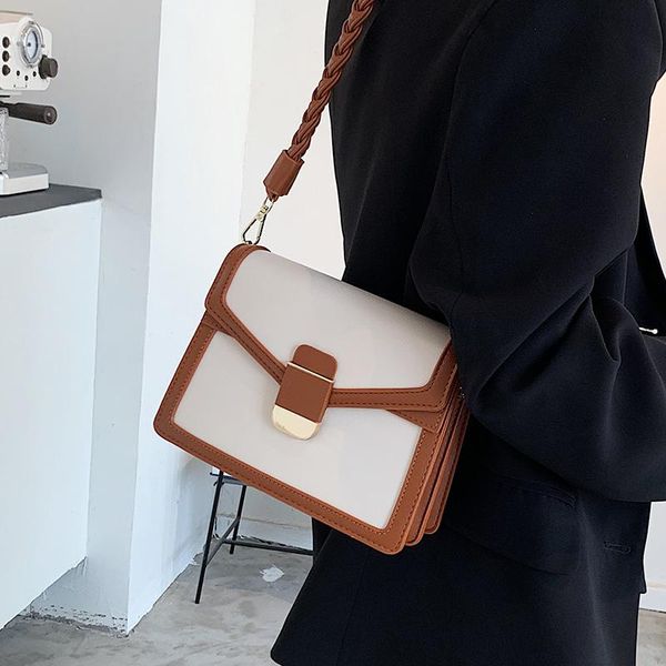 

niche design handbags fall/winter new fashion shoulder bag messenger bag underarm contrast color square width: 22cm