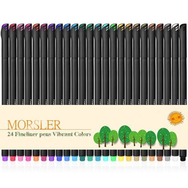 24 Farben Fine Liner Pen Set Art Marker Zeichnung Bunte Flüssigtintenstifte Kreative Malstifte Schreibwaren Schulbedarf Haken Y200709