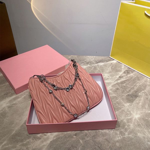 

2021 new designer handbag lambskin shoulder bags embossed crystal chain one shoulder messenger bag 27cm street ladies party outdoor sacoche