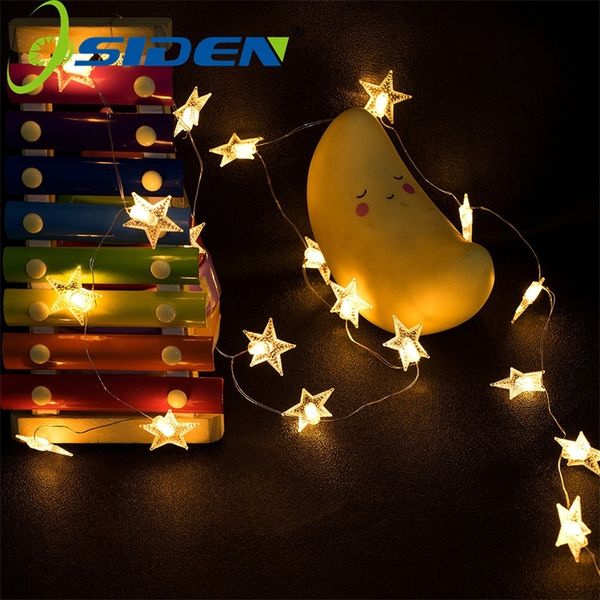 Ghirlanda Fata LED Star String Lights Impermeabile 20/50 LED Per Albero Di Natale Matrimonio Casa Decorazione Dell'interno Batteria USB Alimentato Y201020