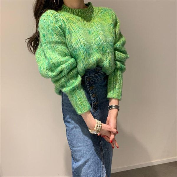 

2021 women solid warm all match casual winter jumpers thicken basic soft loose autumn brief pullovers sweater, White;black