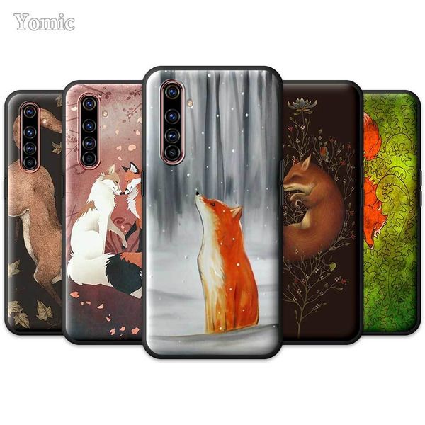 

lovely animal fox tea case for realme 6 xt c3 5 x50 pro 5g x3 6i x2 narzo 10 10a 6s 5i soft black tpu phone bags cover