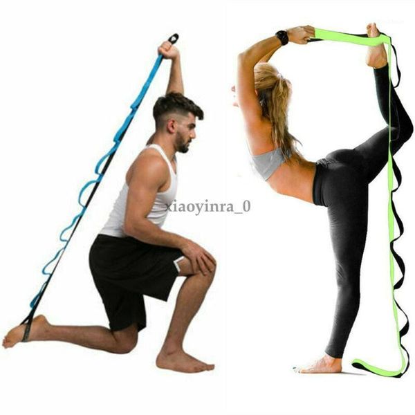 

yoga cotton stretching exercise strap band w/ multiple grip loops training belt1