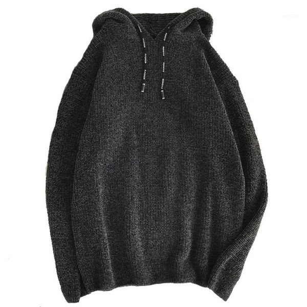 

2020 new autumn hip hop sweater men casual loose solid mens sweaters hooded knitting pullovers coat men 3xl j7181, White;black