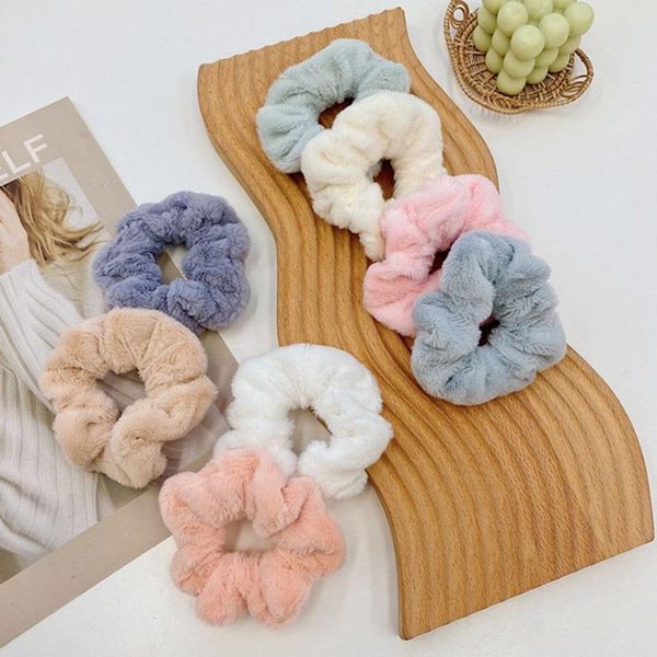 

warm plush large intestine hair scrunchies soft vintage hair gums elastic bands for women accessories ponytail holder