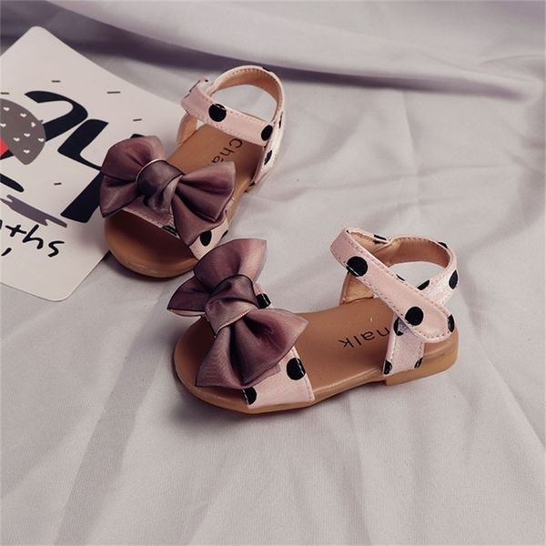 

ulknn fashion leather children shoes bowtie toddler kids soft bottom polka dot sandals princess girls 6m 9m 12m 18m 2 3  years y201028, Black;red