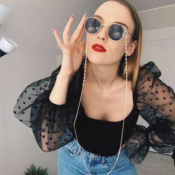 

pearls sunglasses chains with lobster clasp mask chain for women fashion designer eyeglasses rope 85cm 12pcs/lot
