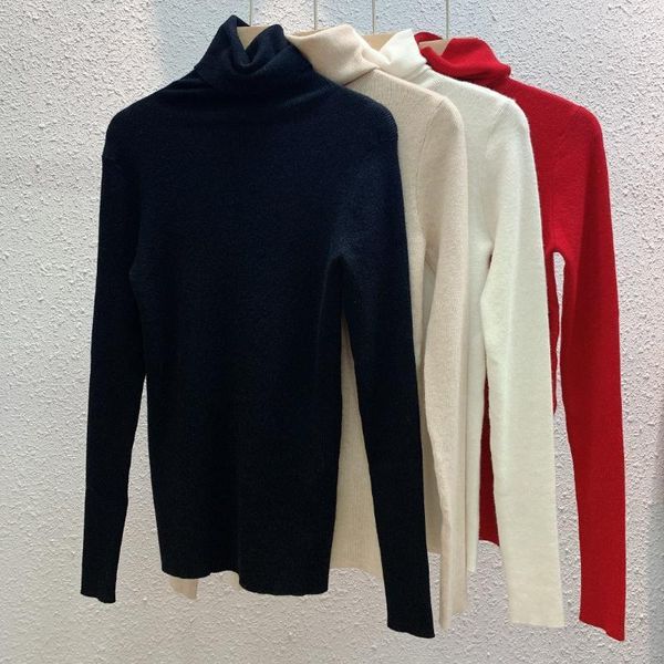 

women sweater 2020 autumn and winter new warm cashmere high neck all-match slim slim bottoming shirt1, White;black
