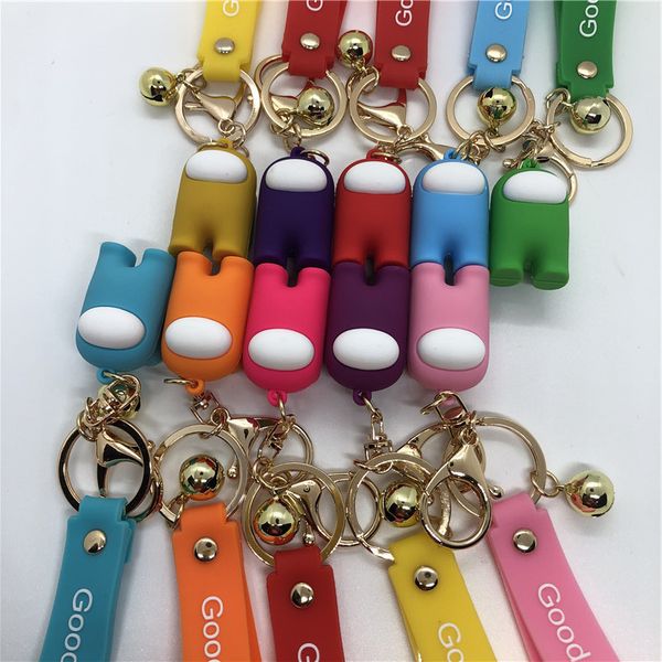 

game among us keychain pendant space wolf killer key chain kids cartoon anime mini cute dolls key ring for bag car keyrings cz12702, Blue
