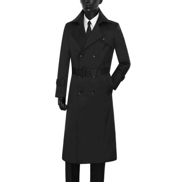 

men's trench coats mens black belt spring autumn man double breasted long coat men clothes casual slim fit overcoat sleeve 9xl, Tan;black