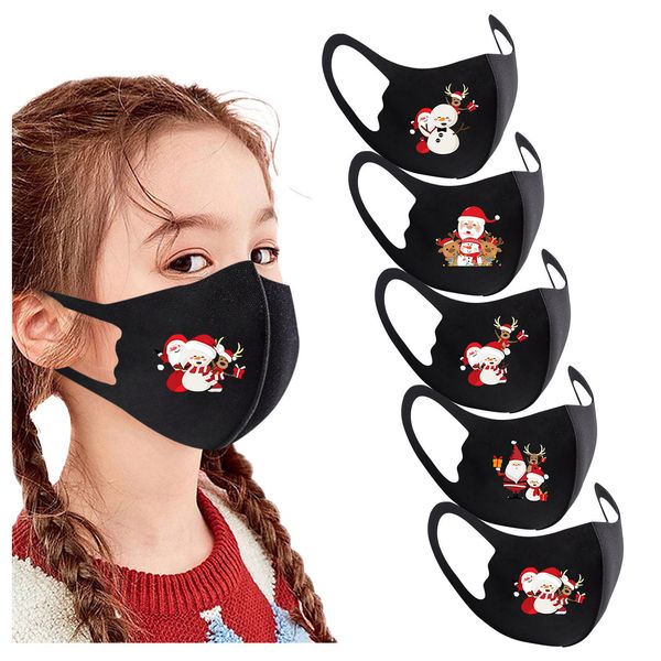 

printed face new 1pc children mask christmas washable reusable protective cover ear hook mouth mufflfe mascarillas