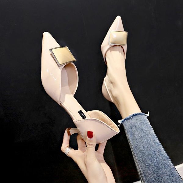 

2020 new women's feet glossy pu women brand designer luxury women shoes prom wedding shoes thin heels pointed toe high heels, Black