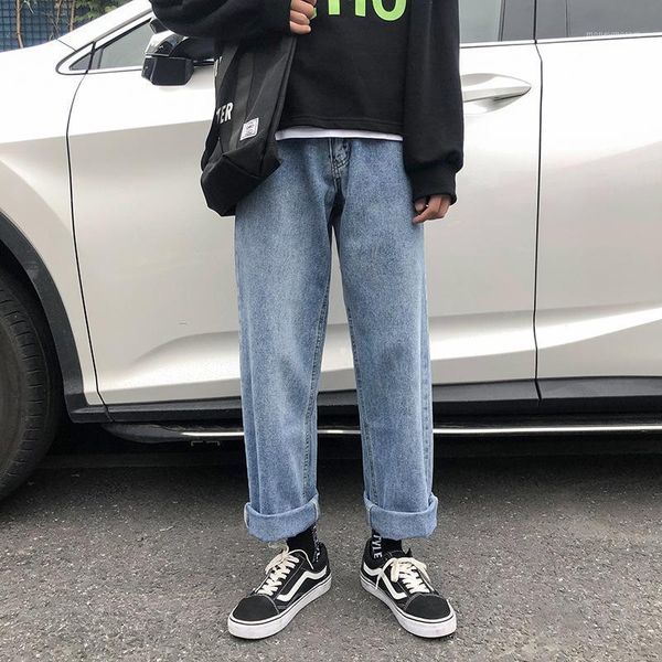 

men's jeans retro blue black baggy men cool boy casual elastic waist pants wide leg long street style hip hop fashion youth brand1