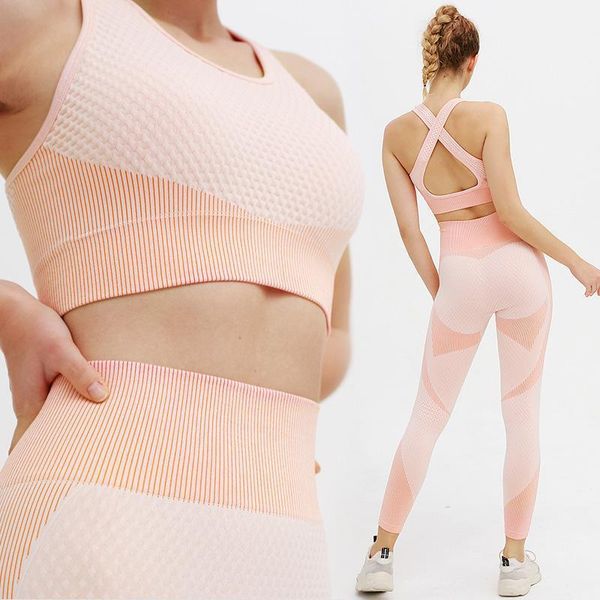 

yoga outfits seamless workout set female sport crop shirt gym wear women tracksuit sportswear fitness bra long sleeve+leggings suit1, White;red