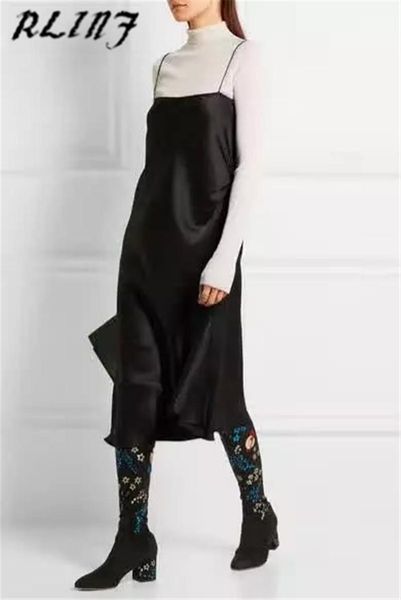 

rlinf embroidered flower over the knee stretch boots new fashion thick with high heel women's boots, Black