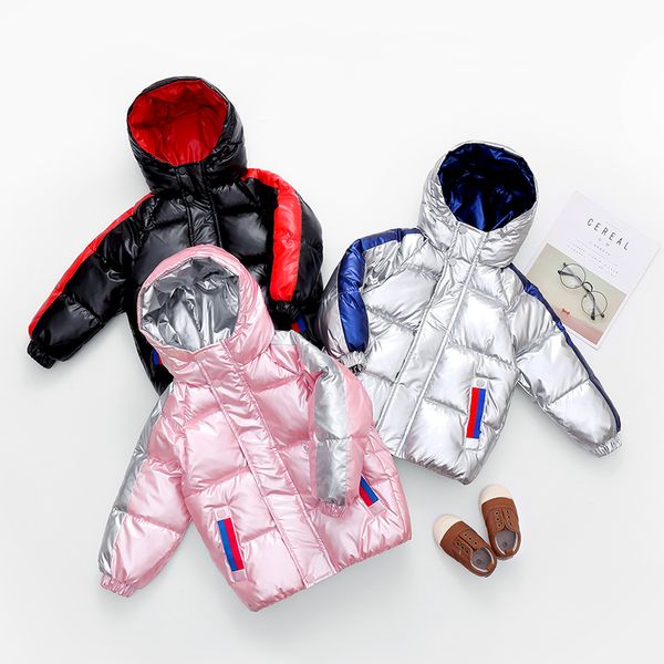 

2020 новая детской вниз куртка, женское серебряного яркого лицо короткого хлеб пальто, мальчик зимней одежда иностранного стиль, Blue;gray