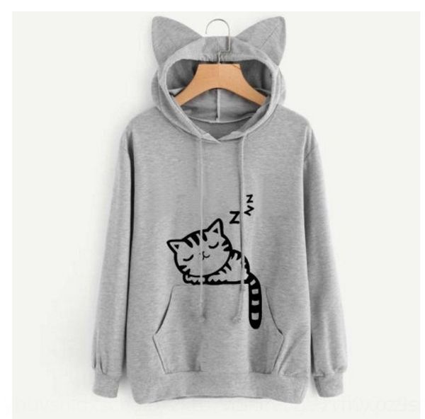 

ltqmy selling loose fleece cat print pattern wool woolprinted hooded women selling loose fleece print cat pattern wool woolprinted ho, White