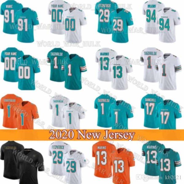 

miami dolphins custom mens women youth 13 dan marino tua tagovailoa larry csonka fitzpatrick devante parker xavien howard jersey, Black;red
