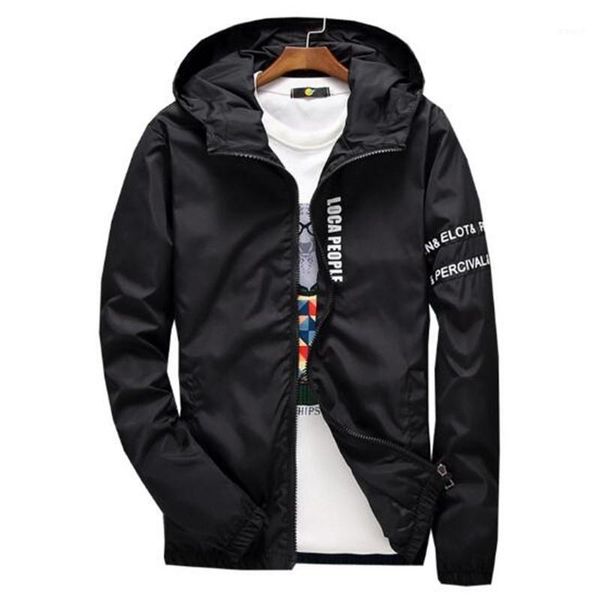 

2018 spring autumn new fashion slim fit young men hooded jacket thin jackets casual windbreaker 4 colors s-4xl1, Black;brown